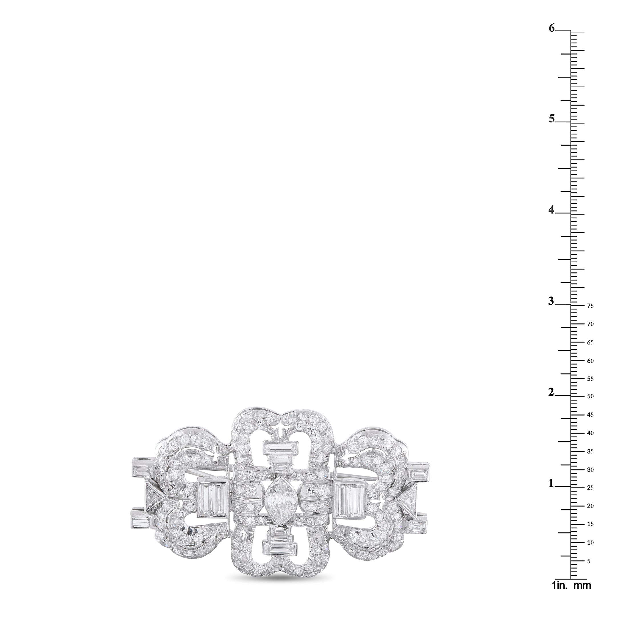 Platinum 3.50ct Diamond Brooch
