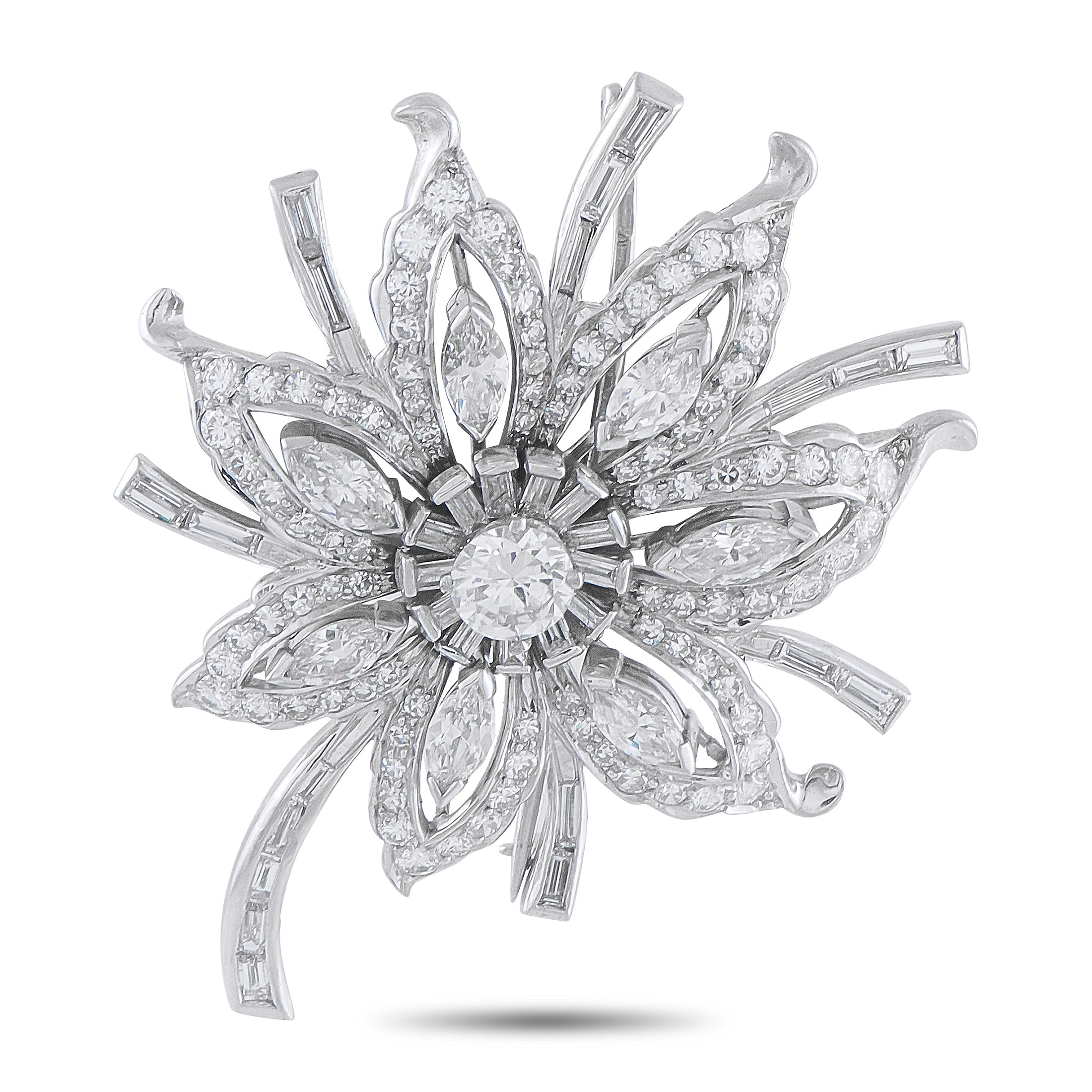 Platinum 5.20ct Diamond Brooch