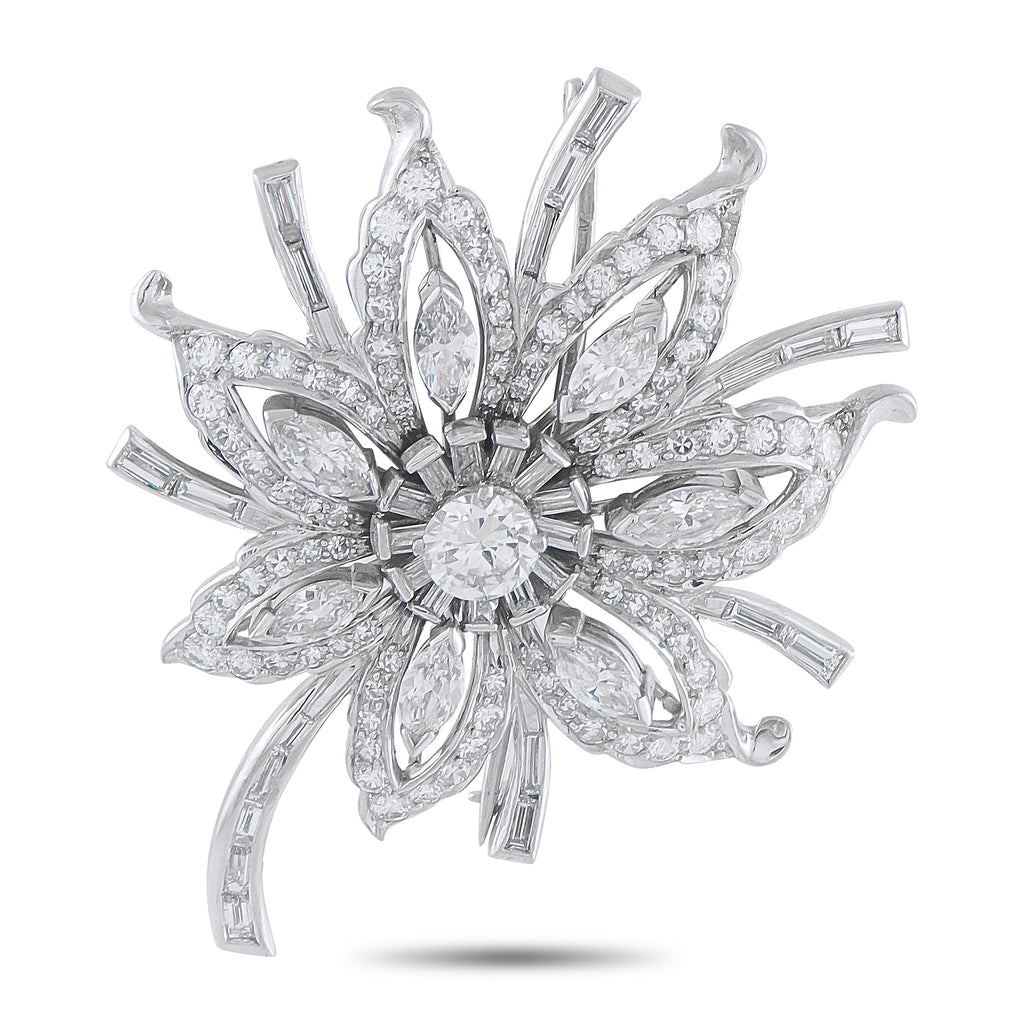 Platinum 5.20ct Diamond Brooch