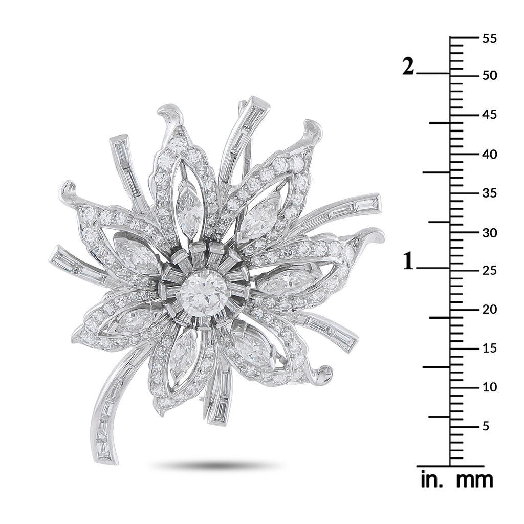Platinum 5.20ct Diamond Brooch