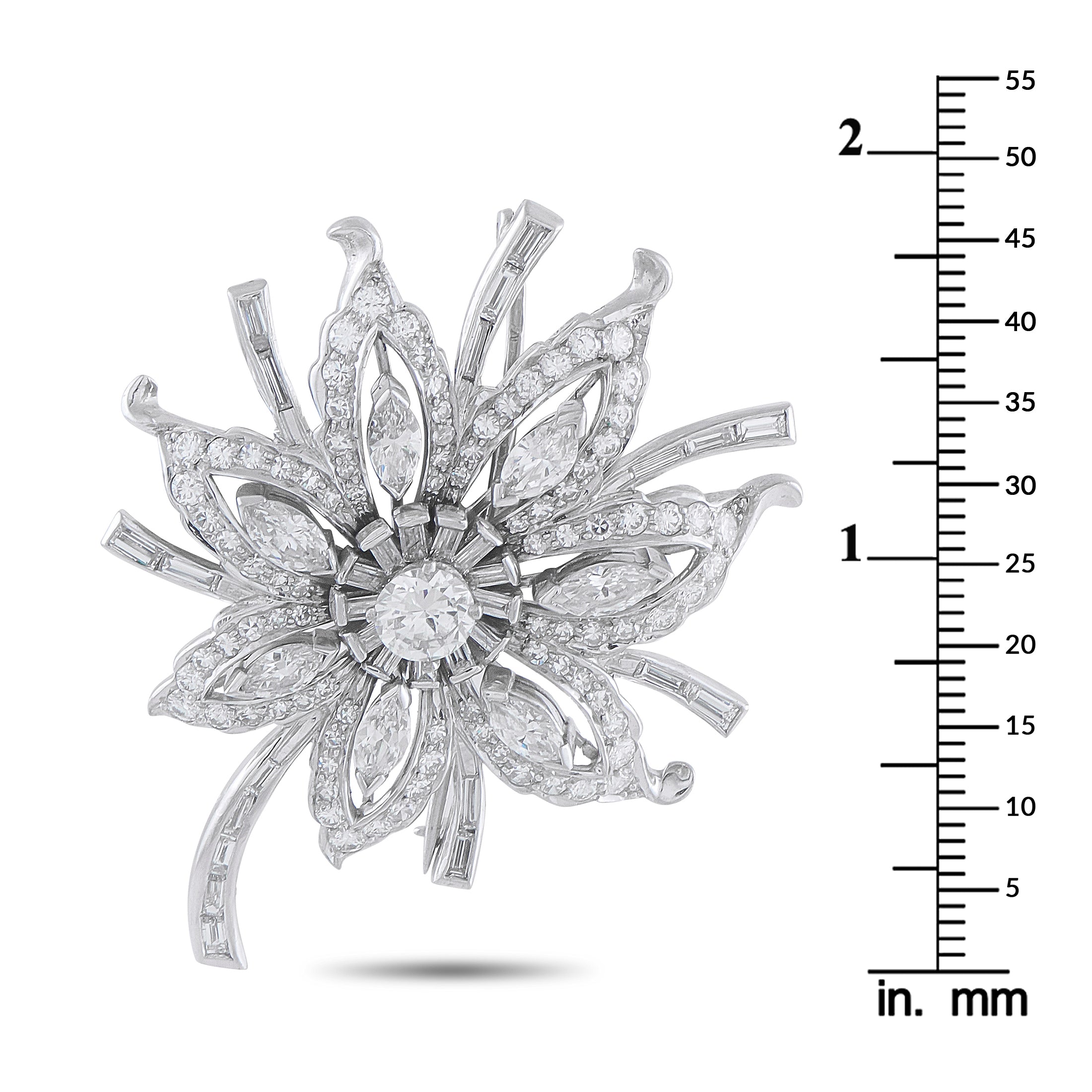 Platinum 5.20ct Diamond Brooch