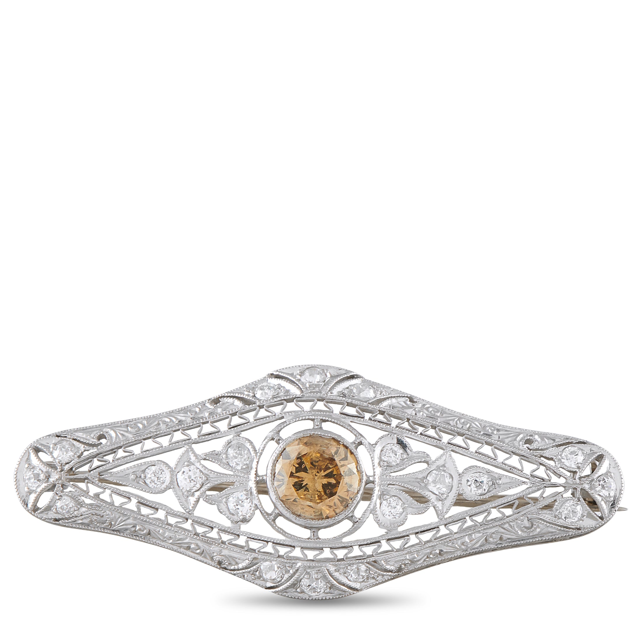 Platinum 1.35ct Diamond Edwardian Brooch