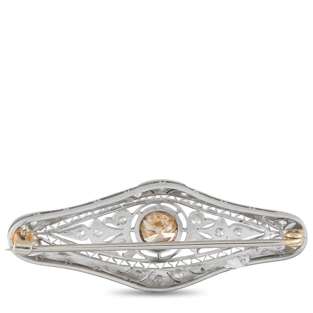 Platinum 1.35ct Diamond Edwardian Brooch
