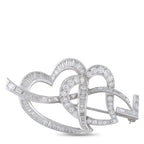 Platinum 3.0ct Diamond Interlocking Heart Brooch
