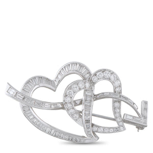 Platinum 3.0ct Diamond Interlocking Heart Brooch