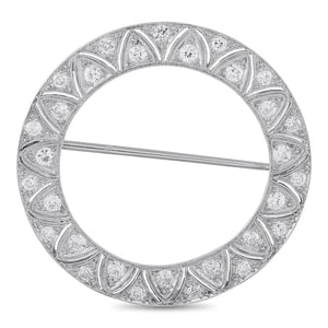 Antique Platinum 1.0ct Diamond Open Circle Brooch