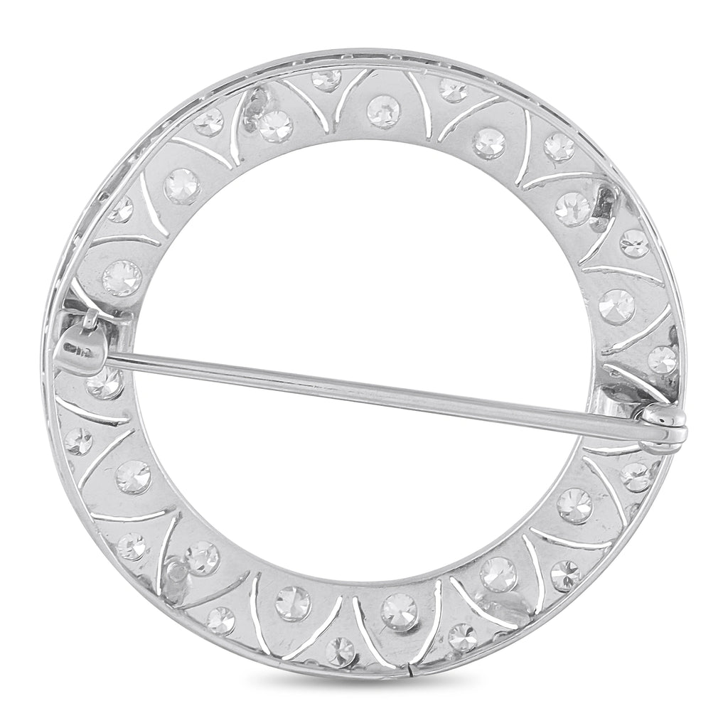 Antique Platinum 1.0ct Diamond Open Circle Brooch