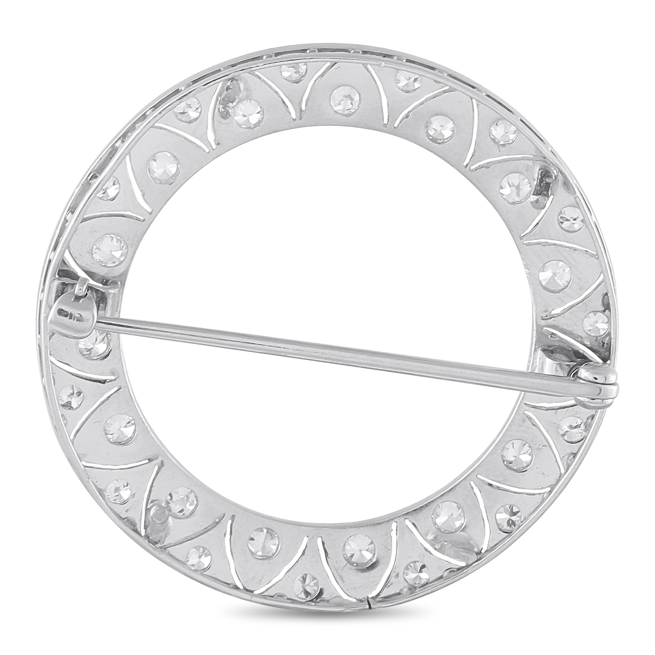 Antique Platinum 1.0ct Diamond Open Circle Brooch