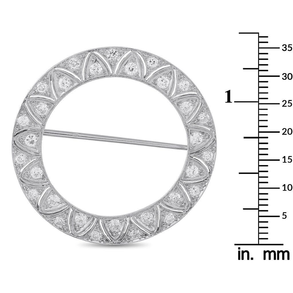 Antique Platinum 1.0ct Diamond Open Circle Brooch
