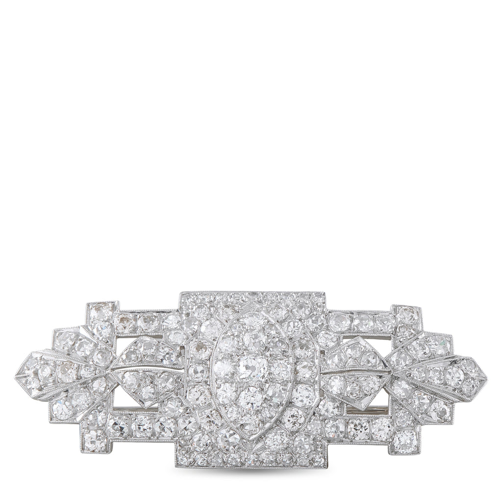 Antique Platinum 3.0ct Diamond Art Deco Plaque Brooch