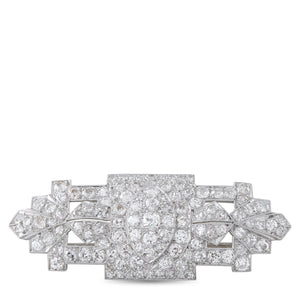 Antique Platinum 3.0ct Diamond Art Deco Plaque Brooch