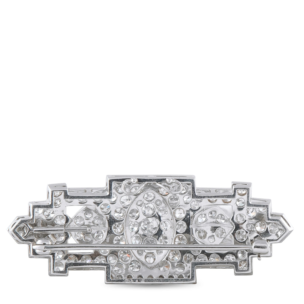 Antique Platinum 3.0ct Diamond Art Deco Plaque Brooch