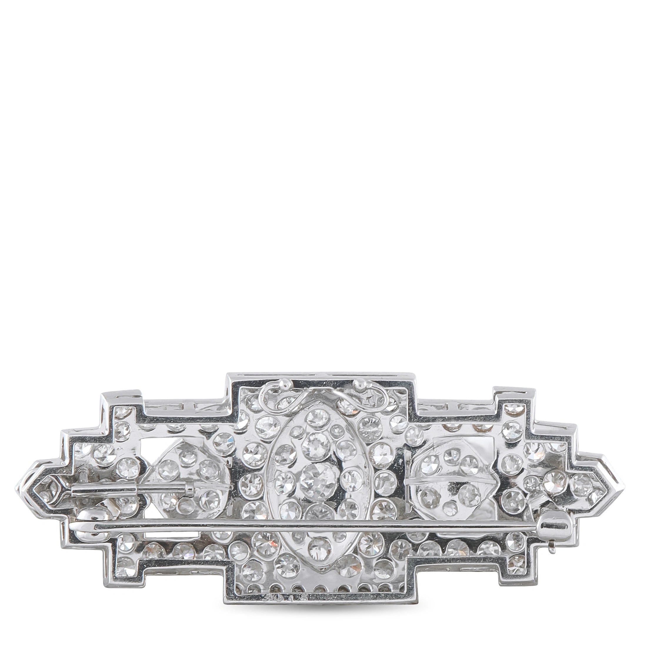 Antique Platinum 3.0ct Diamond Art Deco Plaque Brooch
