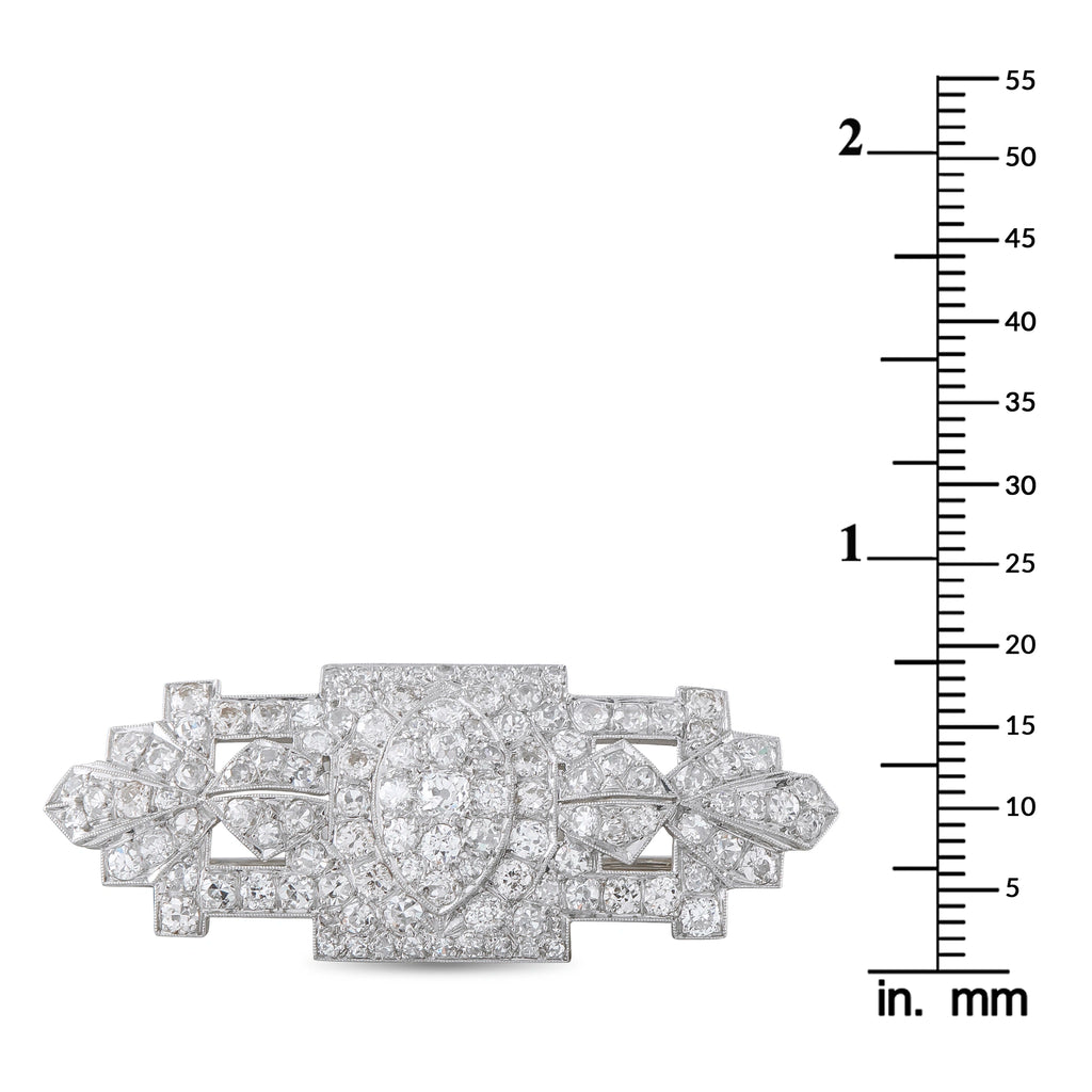 Antique Platinum 3.0ct Diamond Art Deco Plaque Brooch