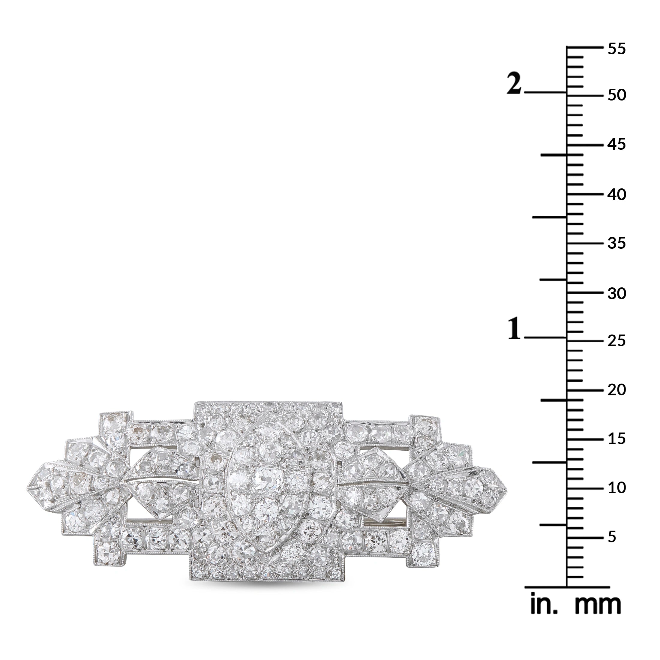 Antique Platinum 3.0ct Diamond Art Deco Plaque Brooch