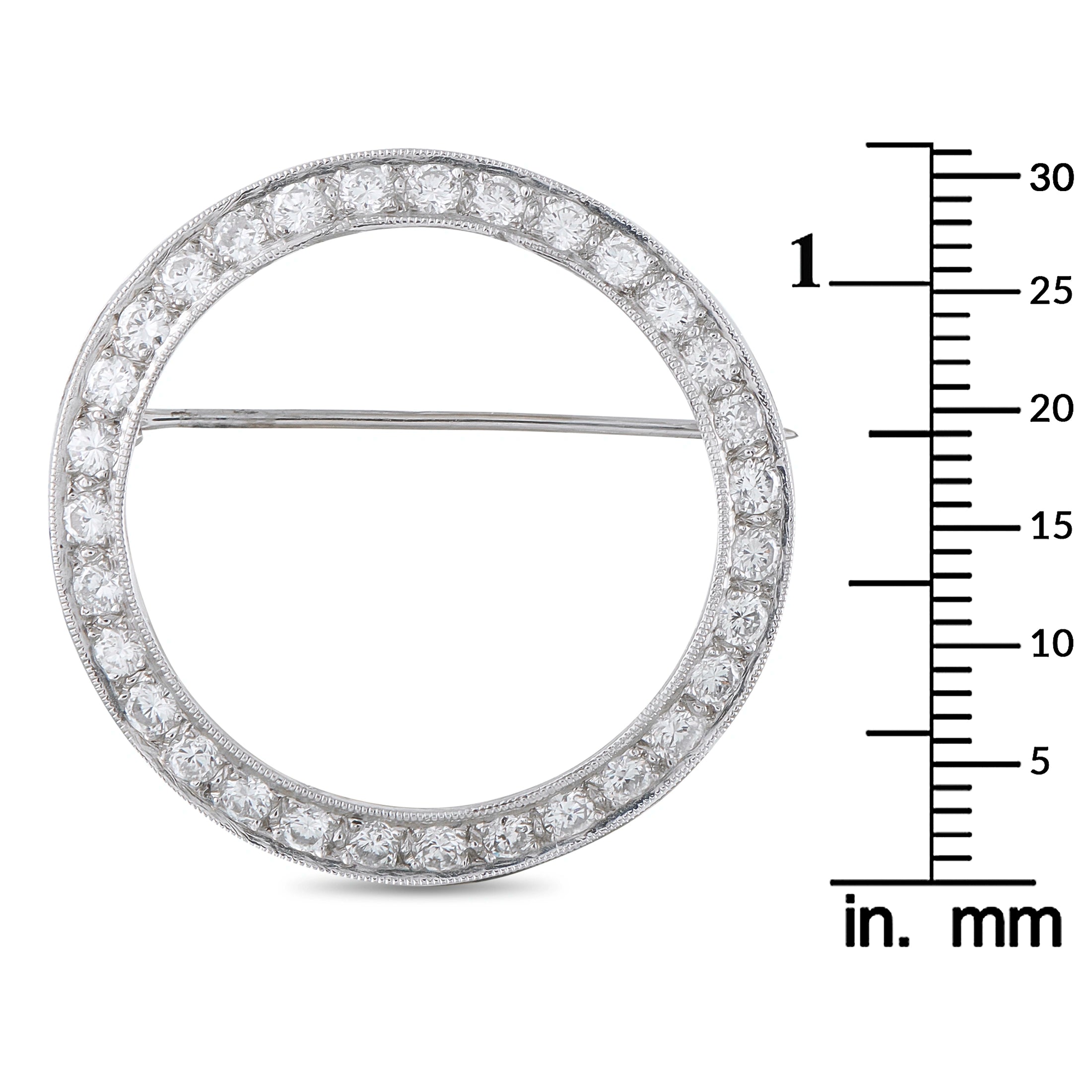 Platinum 1.50ct Diamond Circular Brooch