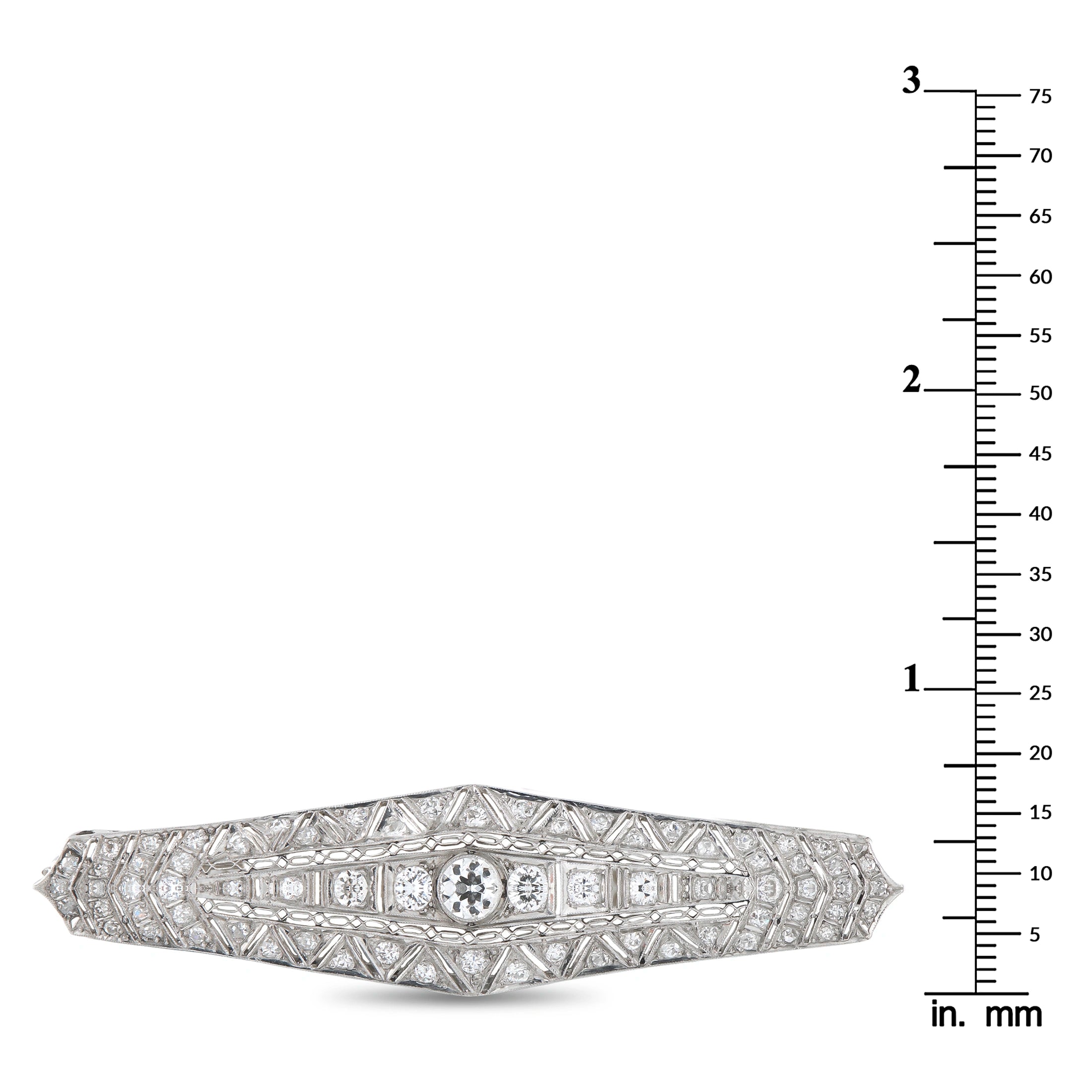Antique Platinum 2.0ct Diamond Brooch