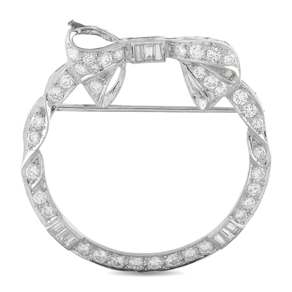 Platinum 1.30ct Diamond Circular Bow Brooch