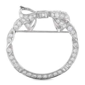 Platinum 1.30ct Diamond Circular Bow Brooch