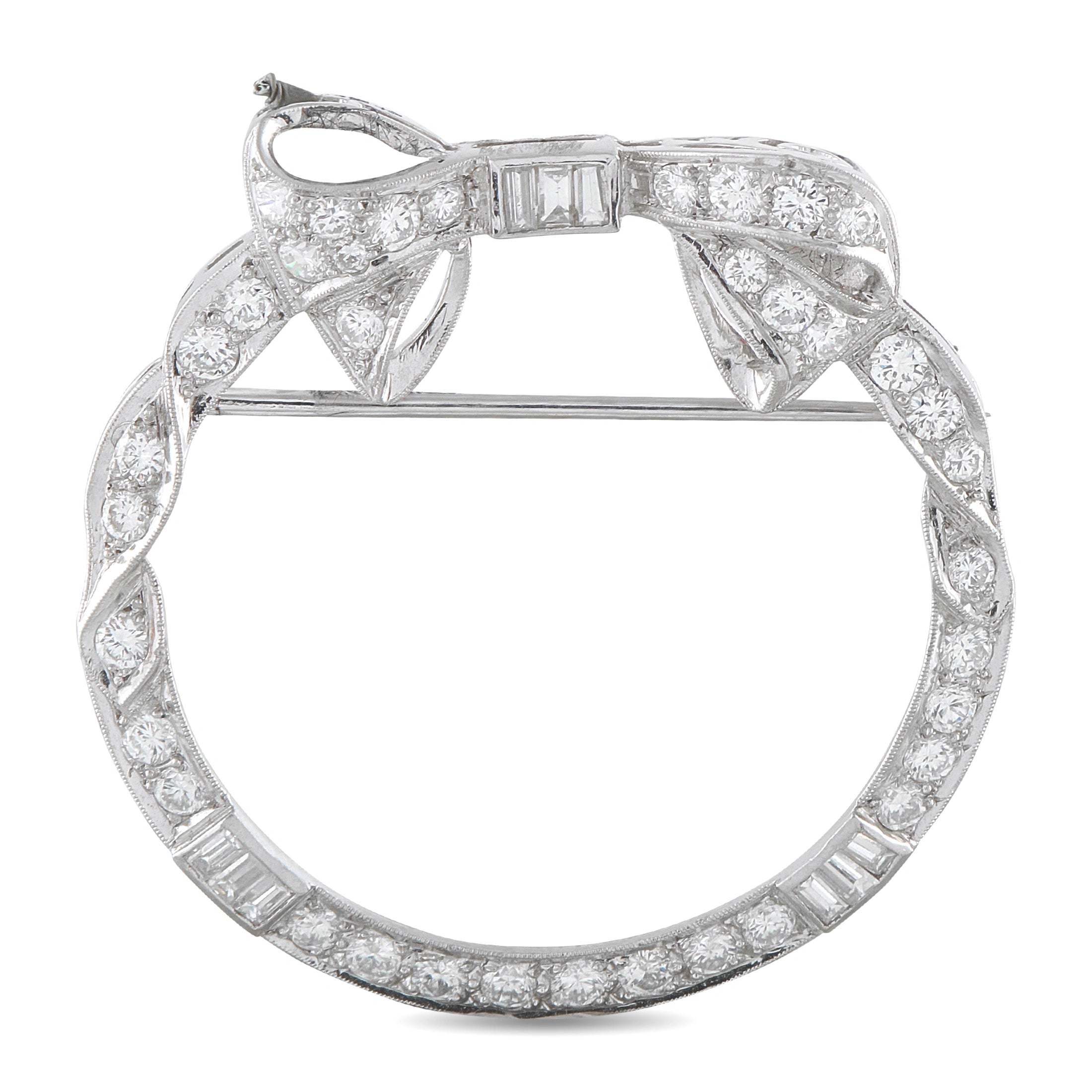 Platinum 1.30ct Diamond Circular Bow Brooch