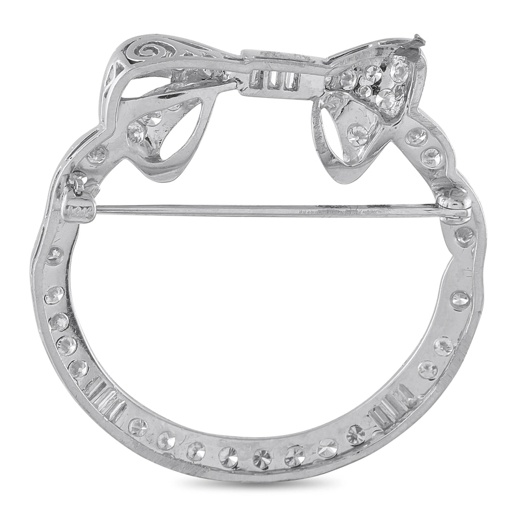 Platinum 1.30ct Diamond Circular Bow Brooch