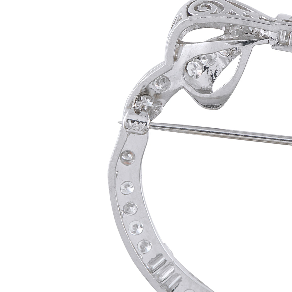 Platinum 1.30ct Diamond Circular Bow Brooch
