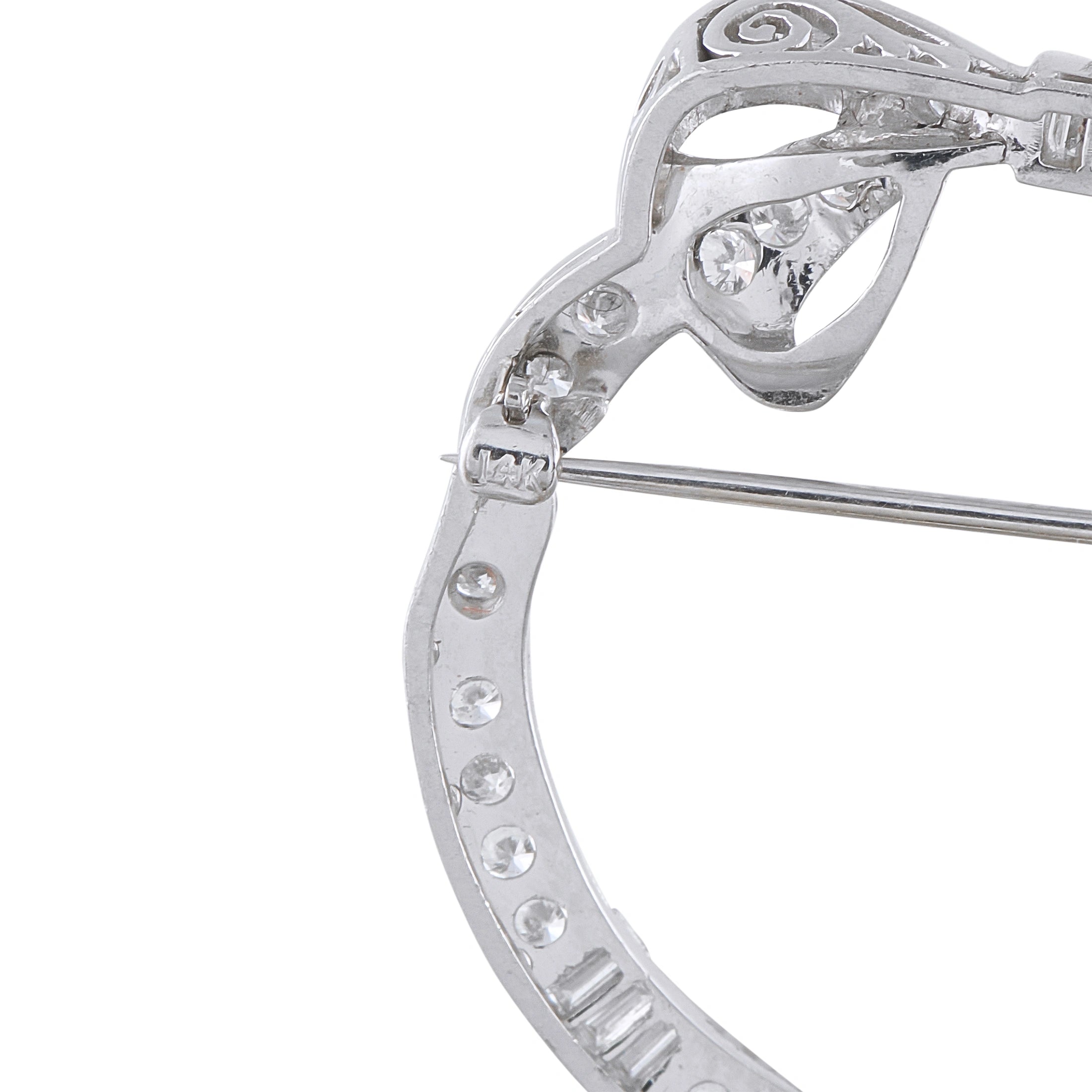 Platinum 1.30ct Diamond Circular Bow Brooch