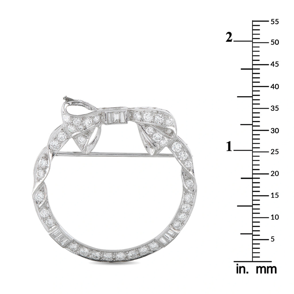 Platinum 1.30ct Diamond Circular Bow Brooch