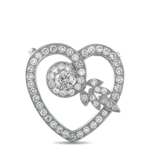 Platinum 3.50ct Diamond Heart Brooch