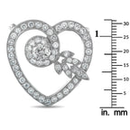 Platinum 3.50ct Diamond Heart Brooch