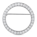 Diamond eternity circle brooch, round pave setting with straight pin bar