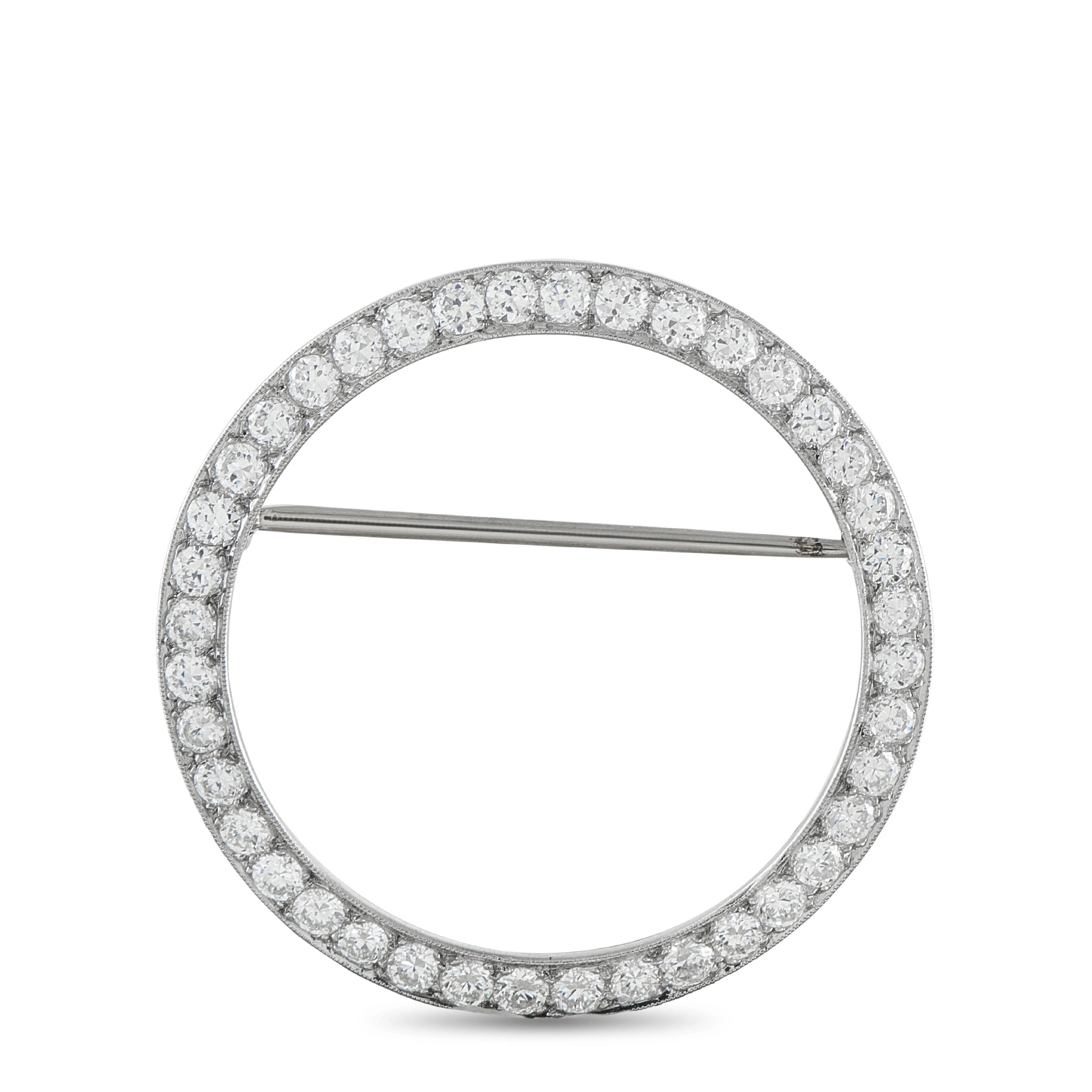 Platinum 2.25ct Diamond Circle Brooch