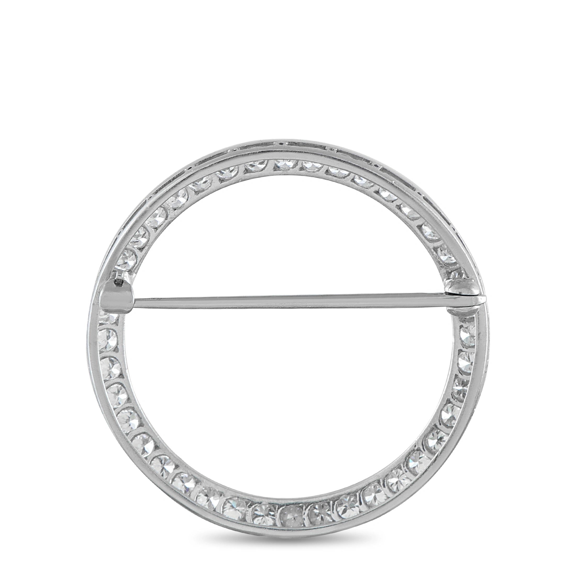 Platinum 2.25ct Diamond Circle Brooch