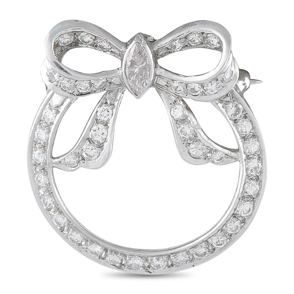 Platinum 1.20ct Diamond Circular Bow Brooch