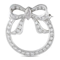 Platinum diamond circular bow brooch with round and marquise stones