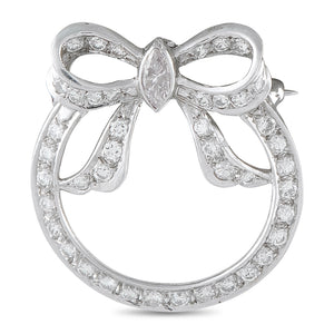 Platinum 1.20ct Diamond Circular Bow Brooch