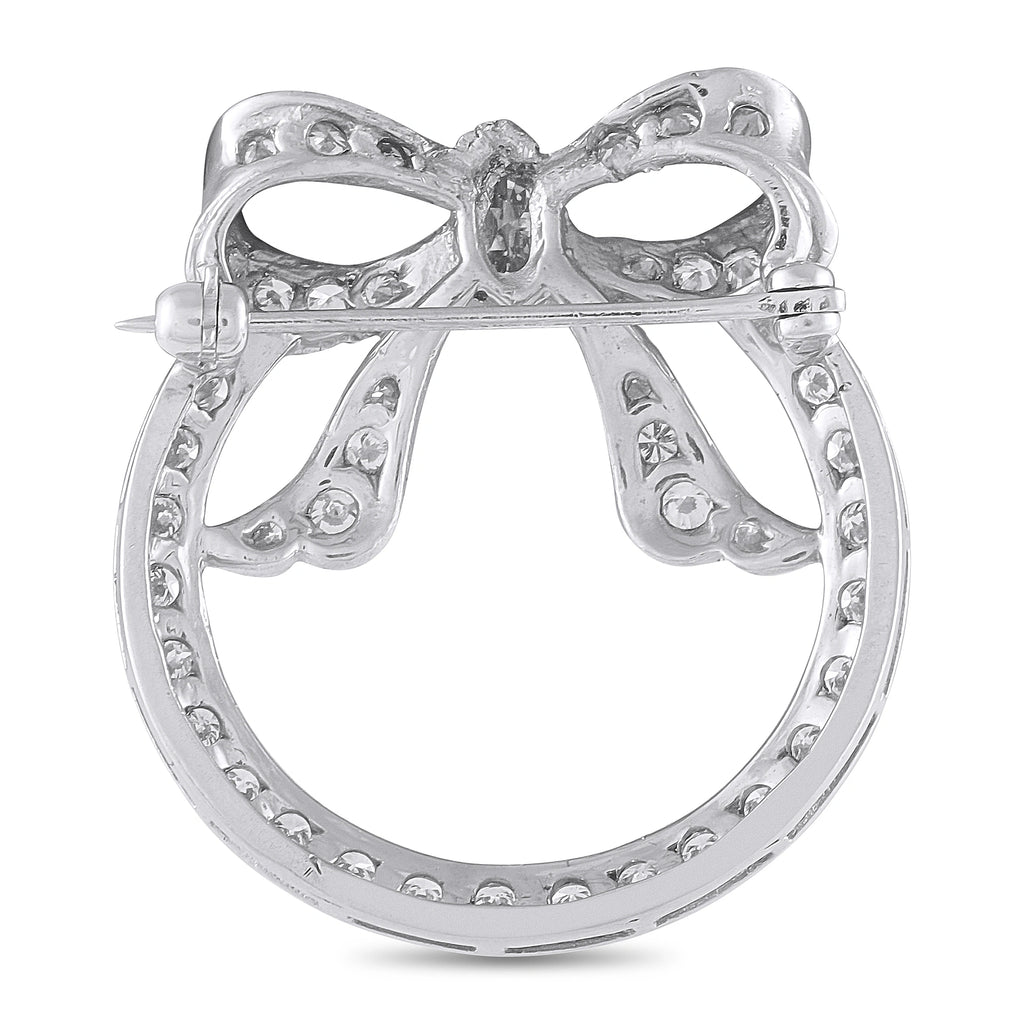 Platinum 1.20ct Diamond Circular Bow Brooch
