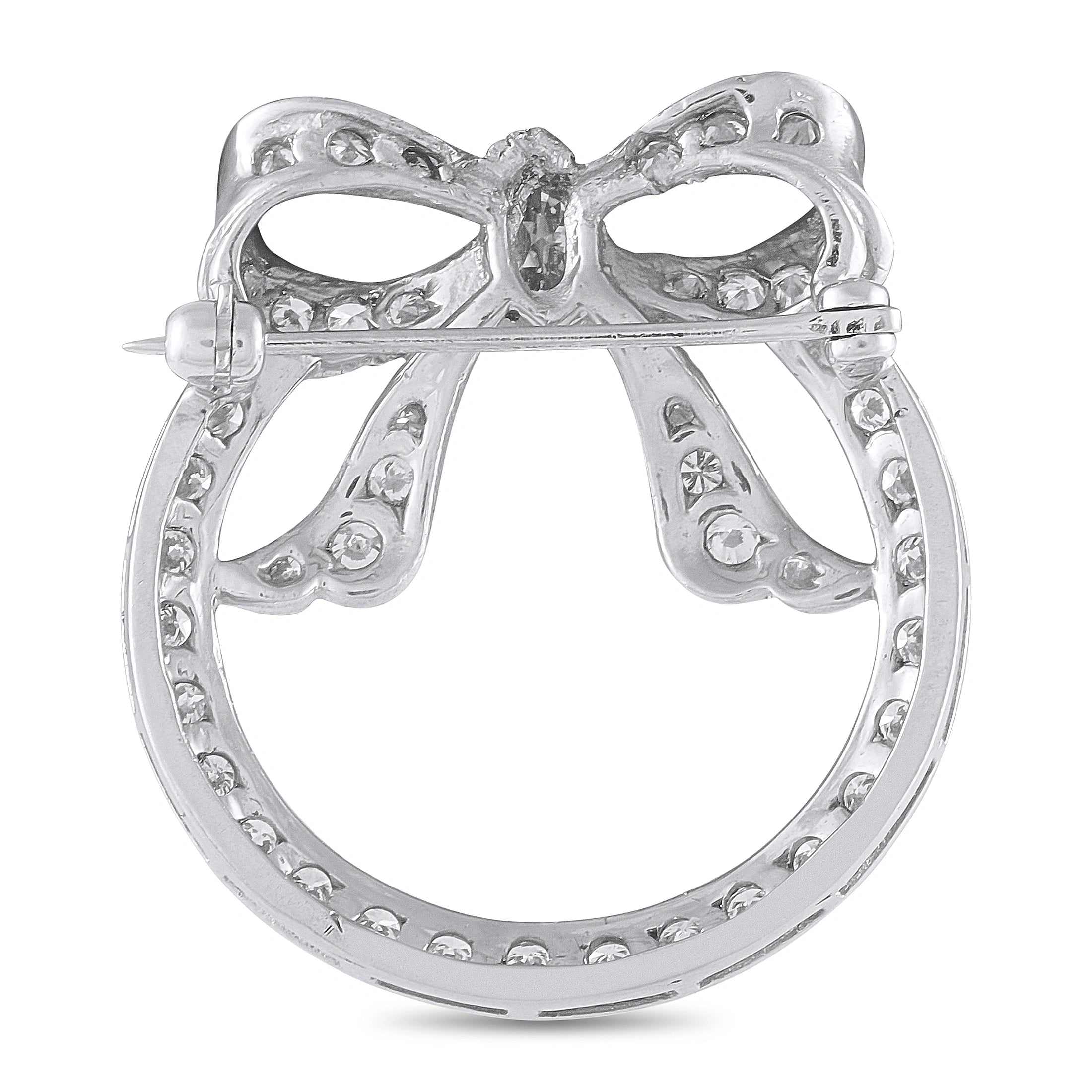 Platinum 1.20ct Diamond Circular Bow Brooch