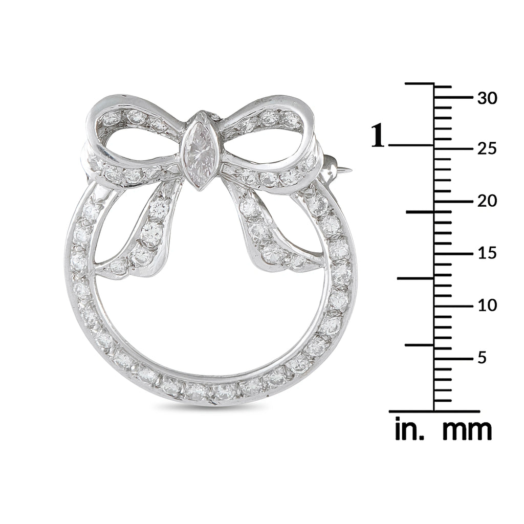 Platinum 1.20ct Diamond Circular Bow Brooch