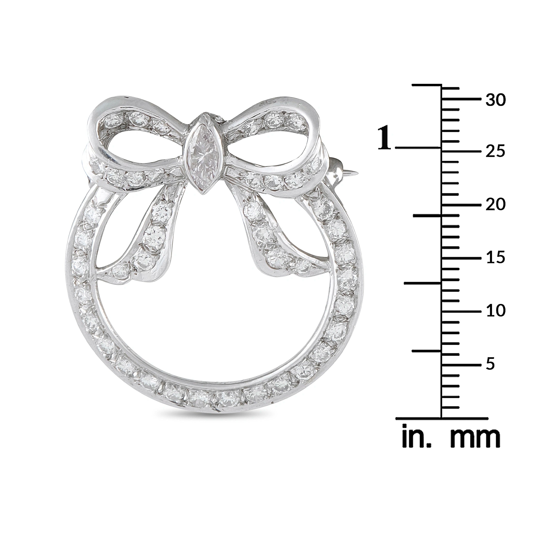 Platinum 1.20ct Diamond Circular Bow Brooch