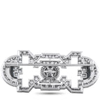 Art Deco brooch back with engraved metal and central star-like circular motif