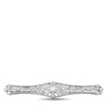 Platinum-toned diamond brooch with elongated marquise center and pave detailing