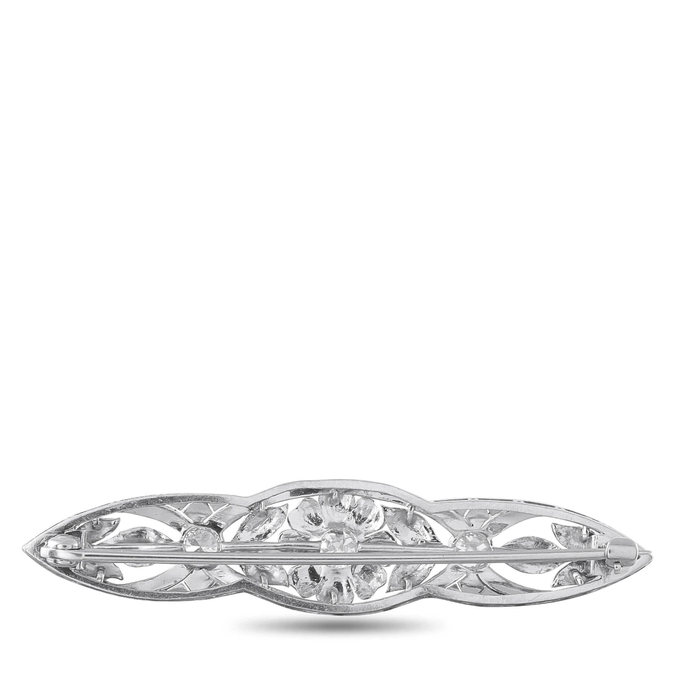 Platinum 0.70ct Diamond Brooch