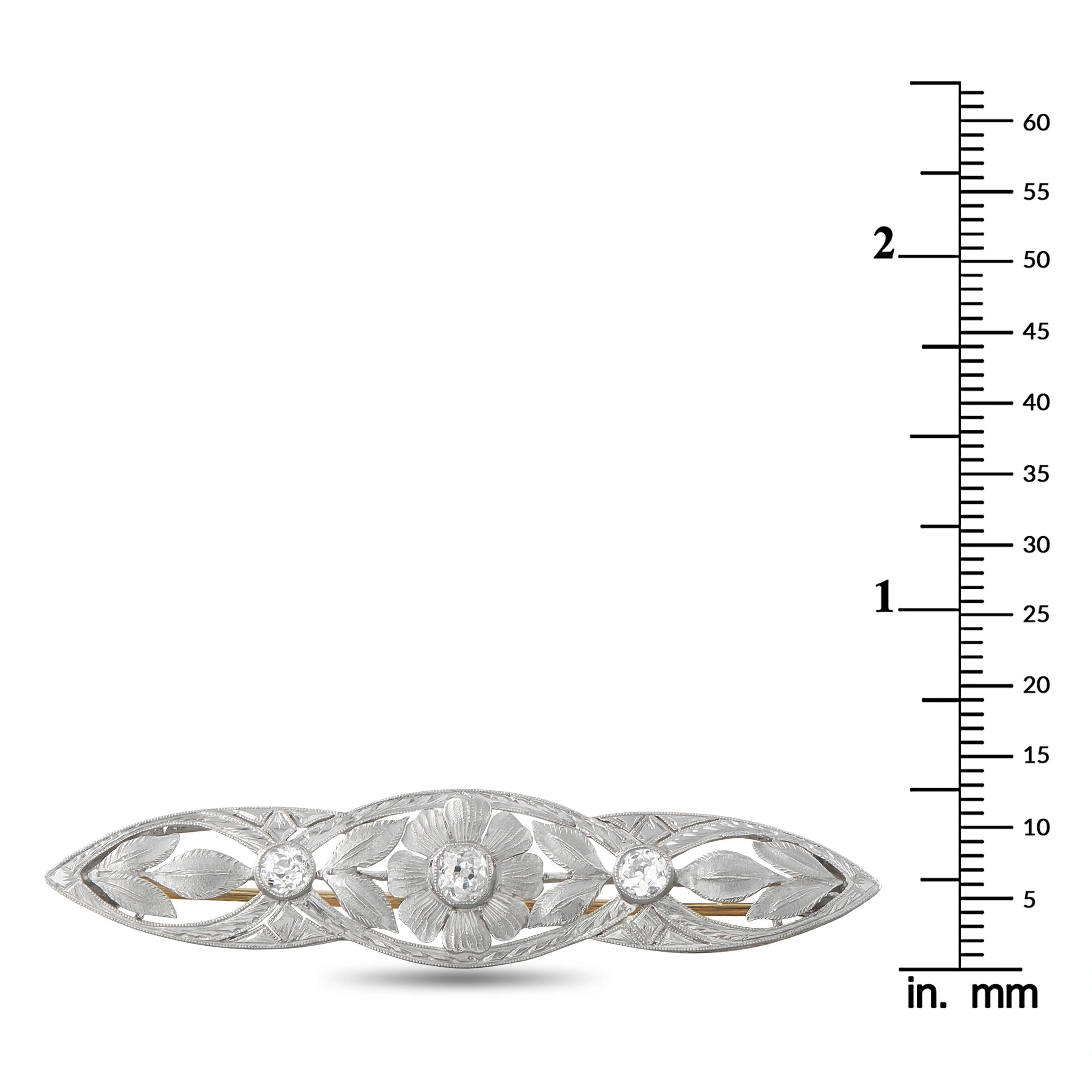 Platinum 0.70ct Diamond Brooch