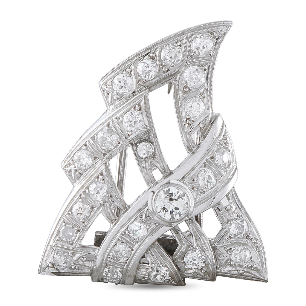 Platinum 1.30ct Diamond Brooch
