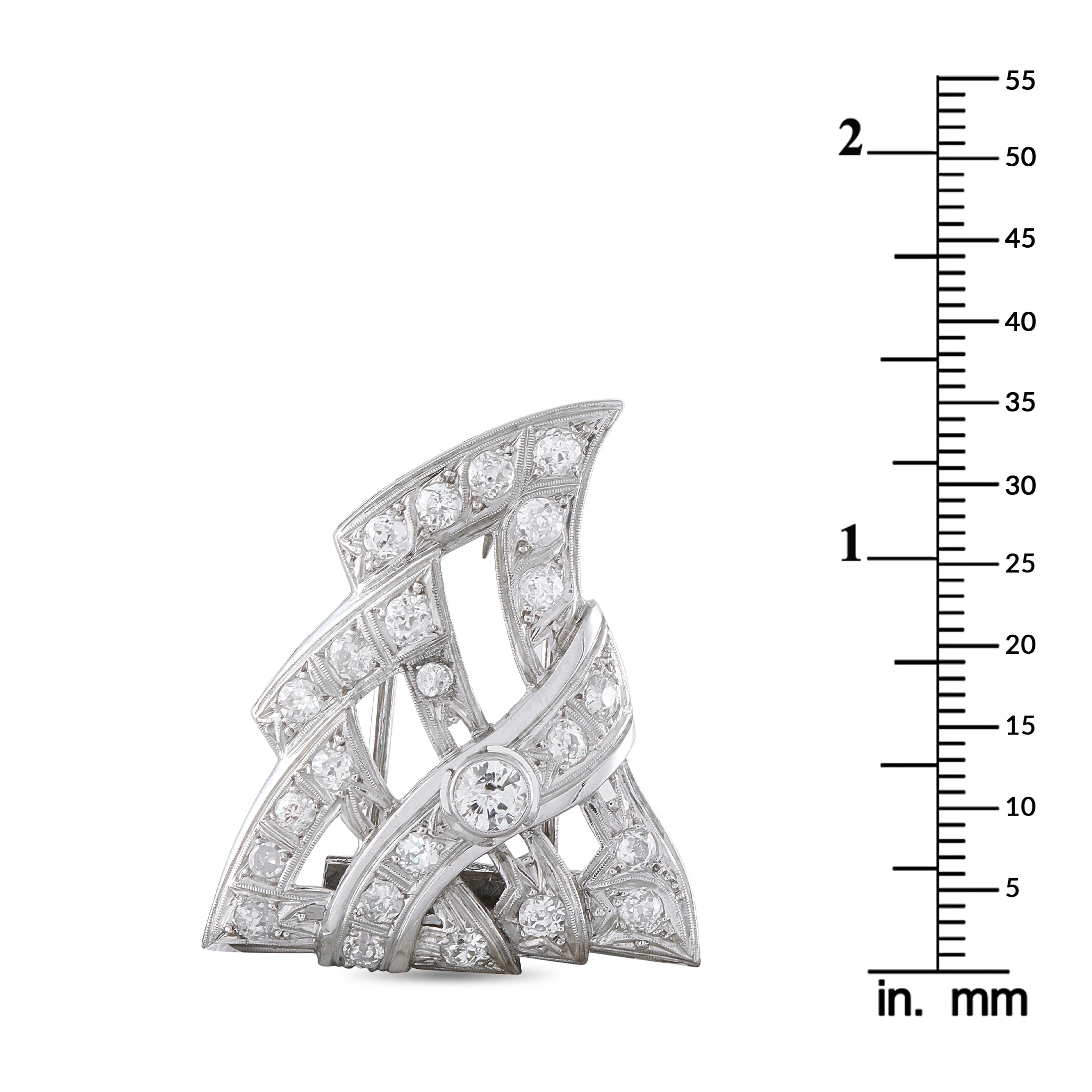 Platinum 1.30ct Diamond Brooch