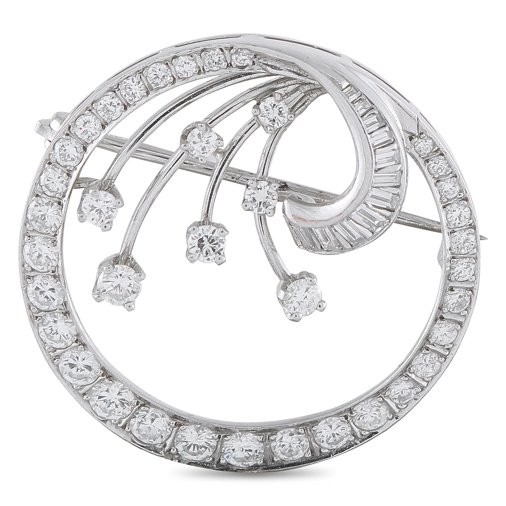 Platinum 1.30ct Diamond Circle Brooch