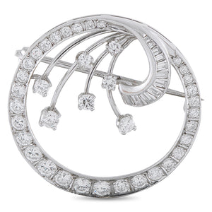 Platinum 1.30ct Diamond Circle Brooch