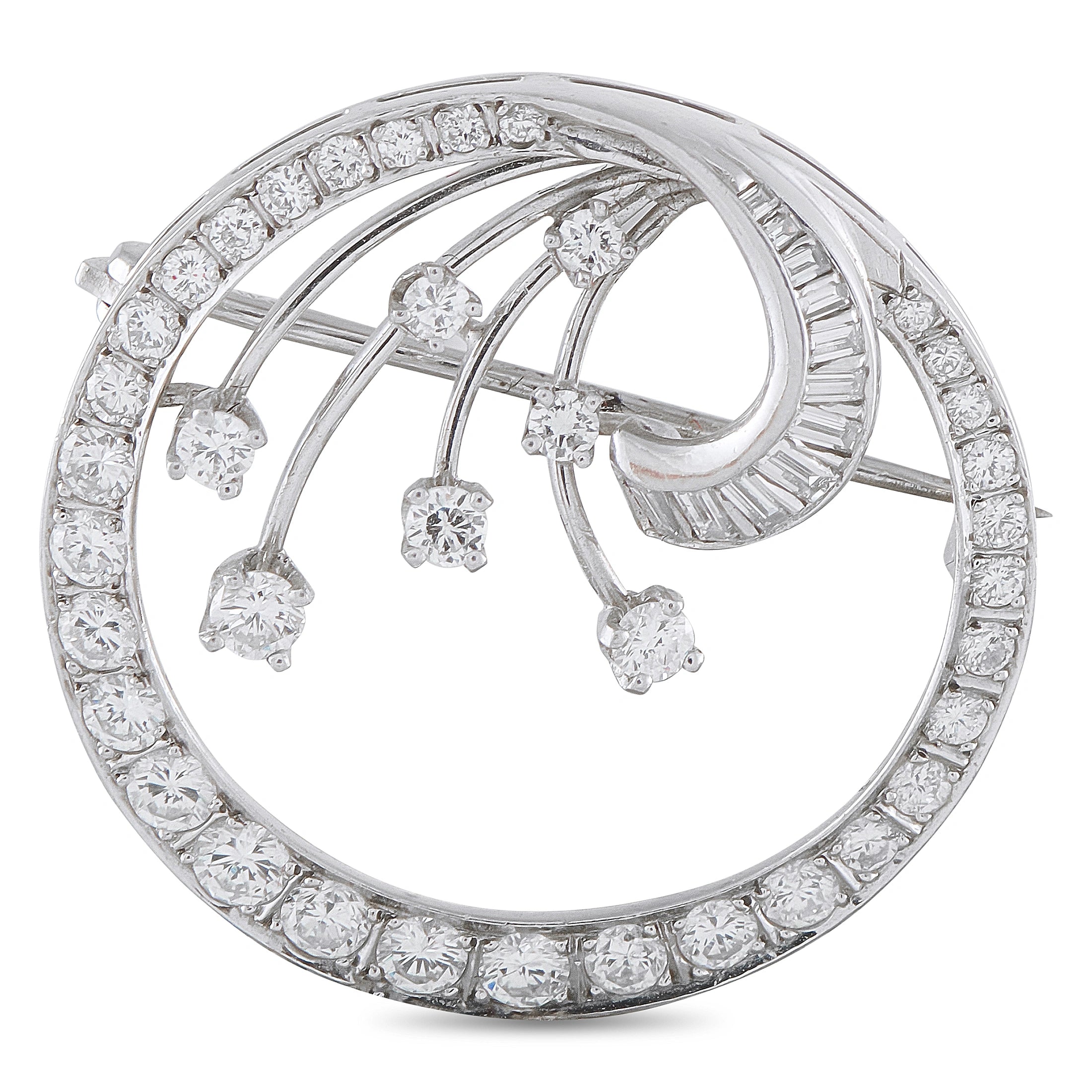 Platinum 1.30ct Diamond Circle Brooch