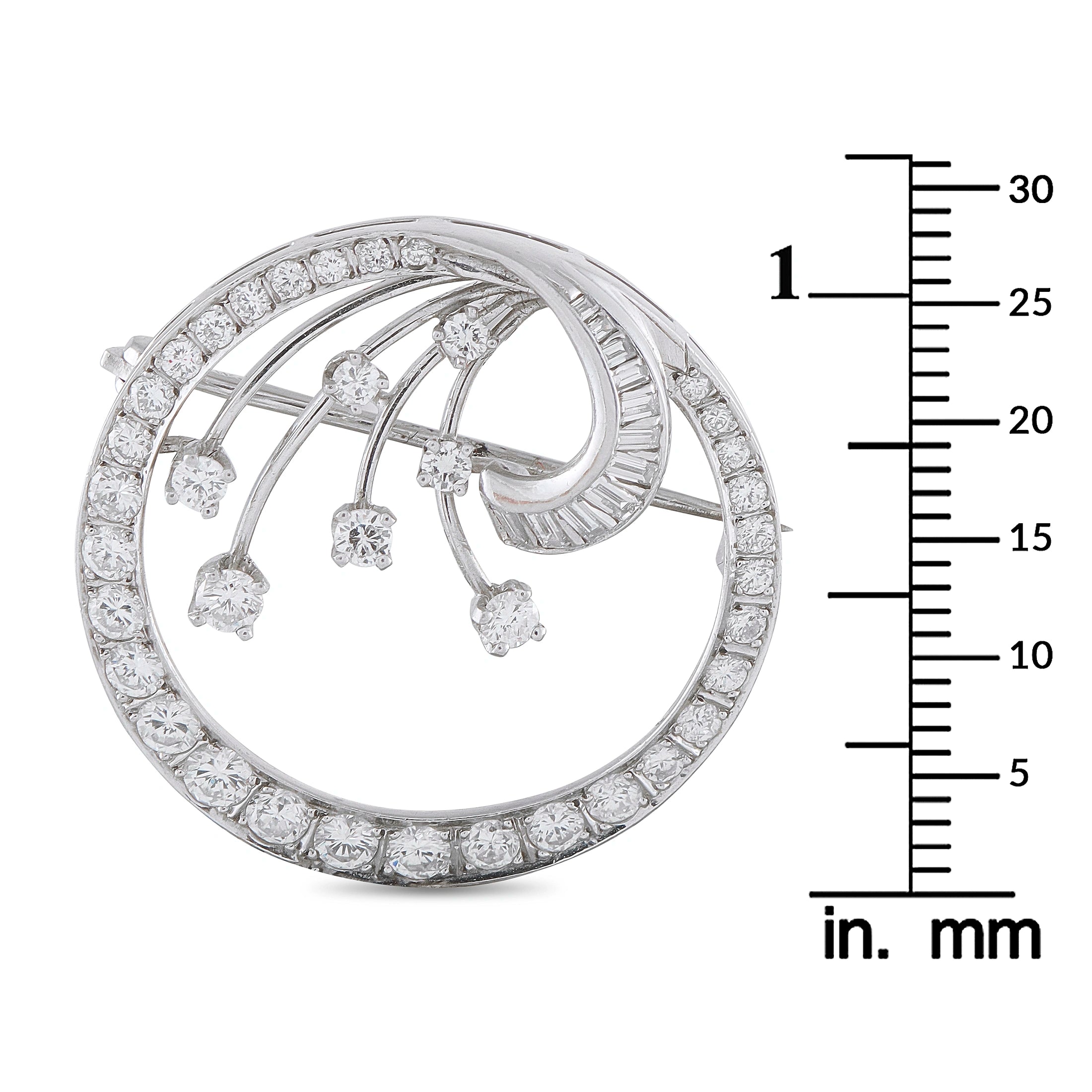 Platinum 1.30ct Diamond Circle Brooch